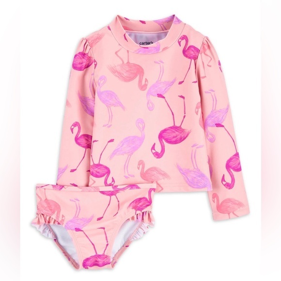 Carter's 1pc Baby Girl Flamingo Rashguard Swimsuit